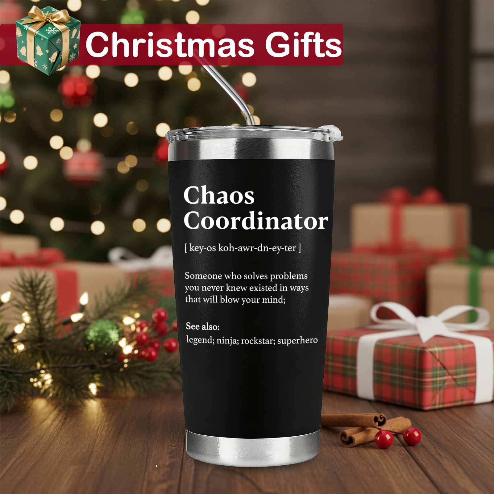 WECACYD Chaos Coordinator tumbler in an office scene for daily use