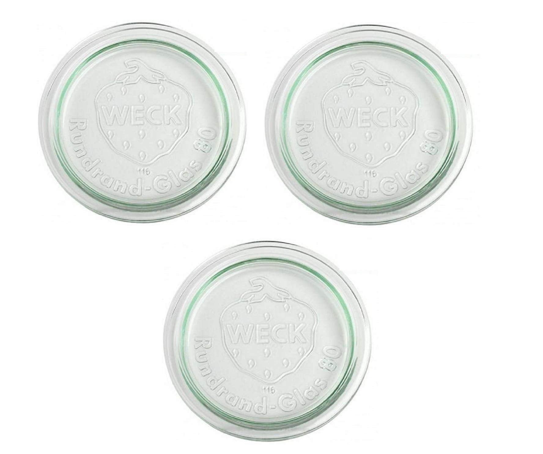 WECK large 100mm original loose glass lid, three-pack replacement for secure storage.
