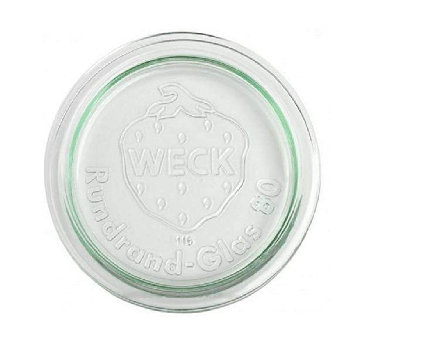 WECK 100mm lid close-up showing glass edge and clamp-ready design for compatible jars.