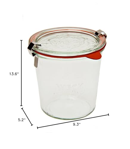 WECK 742 jar kit with glass lids, rings, and clamps for secure storage.