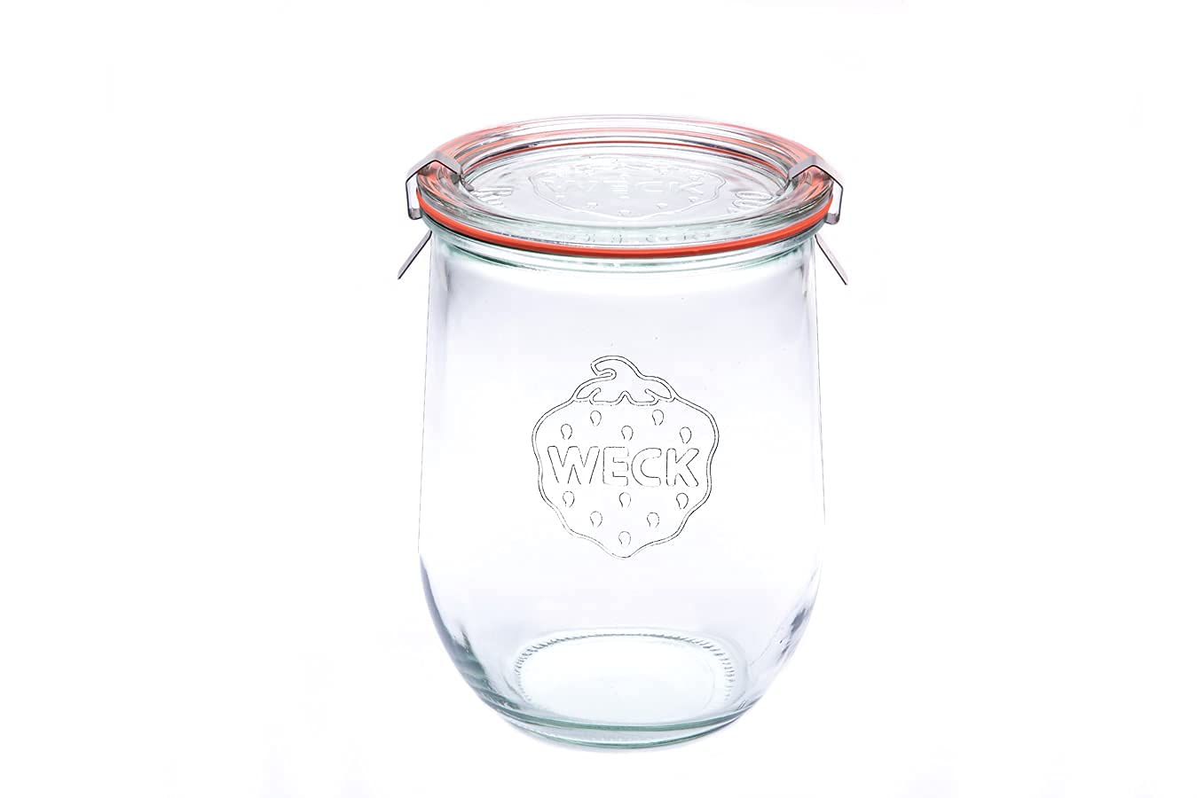 WECK 745 tulip jar in clear glass highlights fresh ingredients and organized pantry.