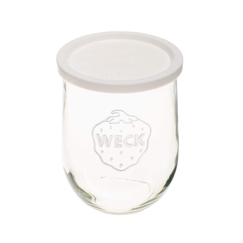 Weck tulip jar cork lid included for versatile storage options.