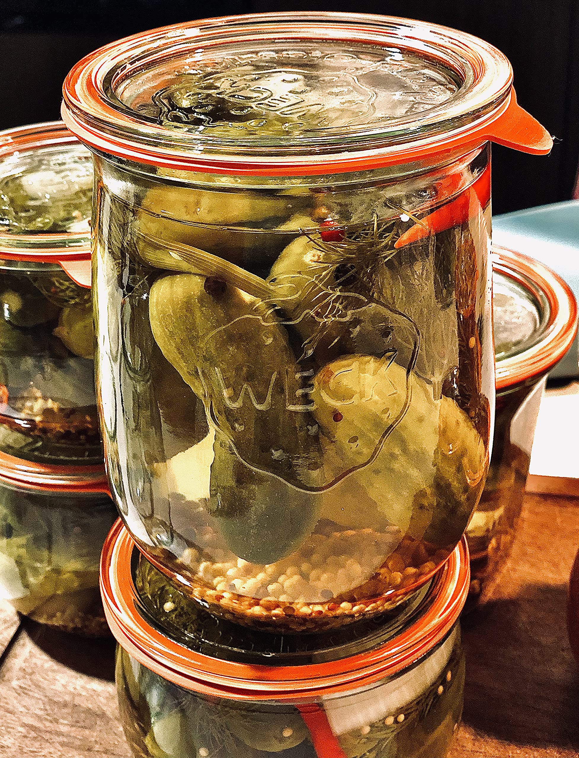 WECK 745 jar in kitchen storage setup showcases durable seal and reusable design.