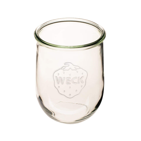 Microwave-safe WECK tulip jar body suitable for reheating liquids.