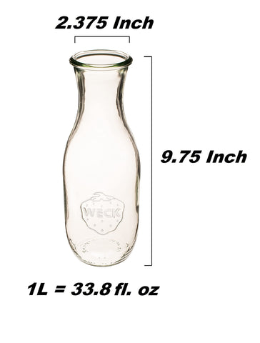 Weck 766 juice jar side view highlighting rustic farmhouse look and vase use.