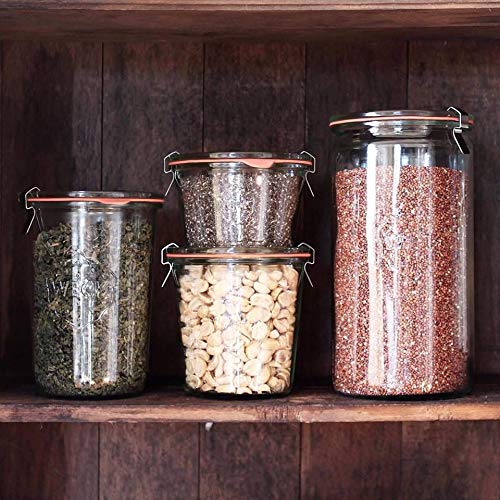 WECK 974 includes glass and wooden lid options for flexible use.
