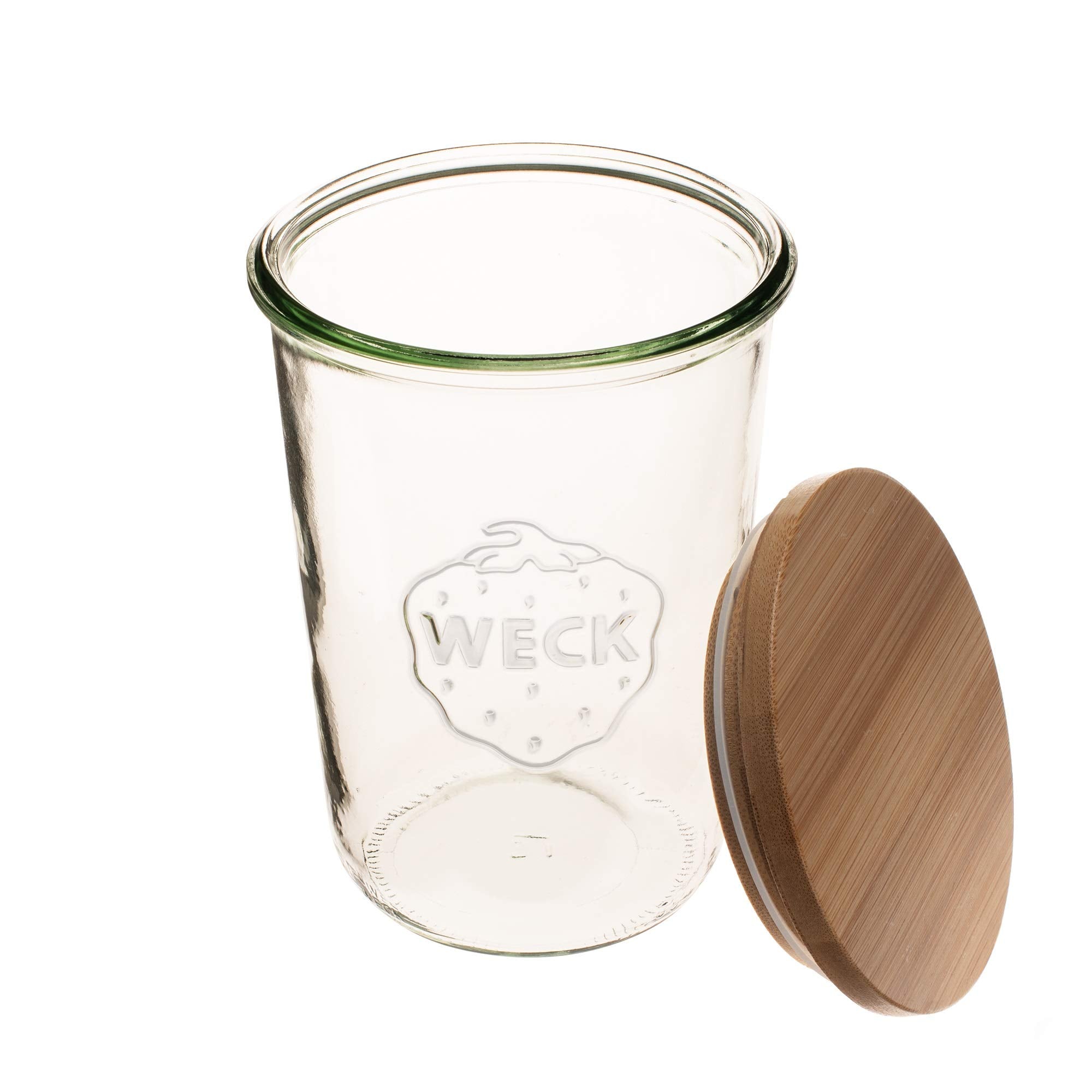 WECK dishwasher-safe glass jar for convenient cleaning.