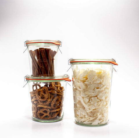 Weck Mold Jar airtight lid preserves jams and pickles.