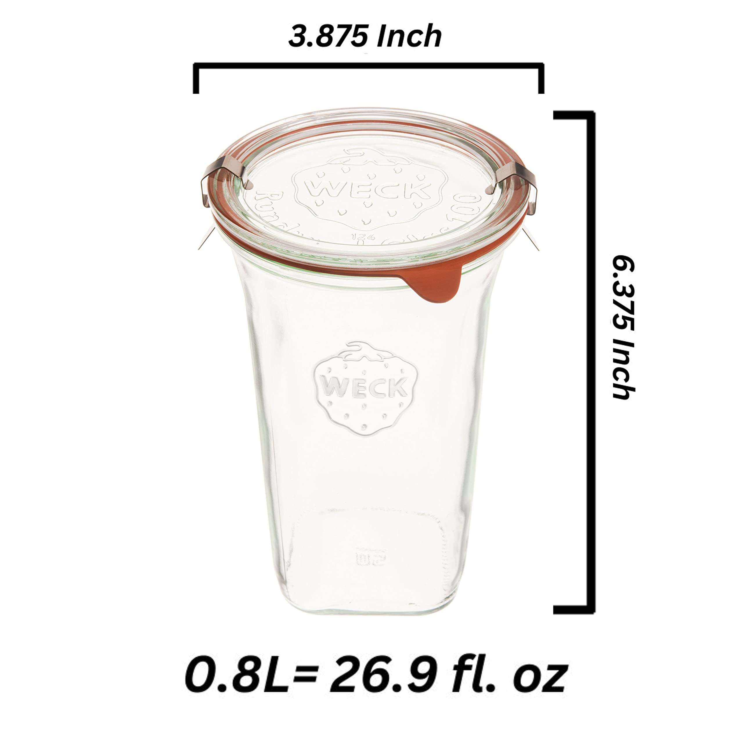 Weck Quadro large jar with airtight lids ideal for leftovers and meal prep.