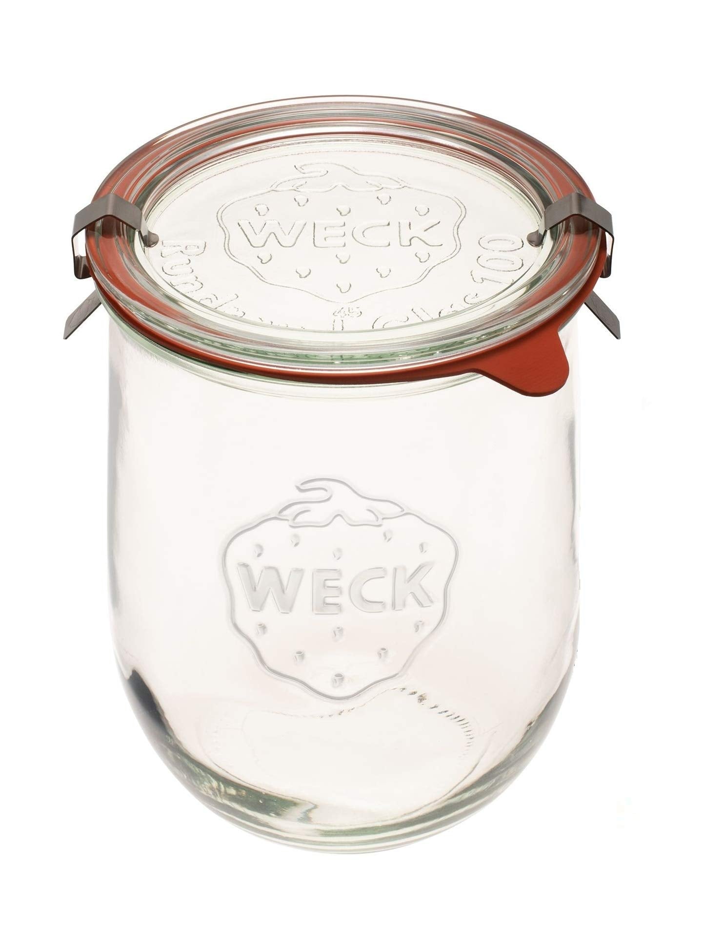 WECK Tulip Jar 745 with glass lid keeps starter fresh and air-tight.