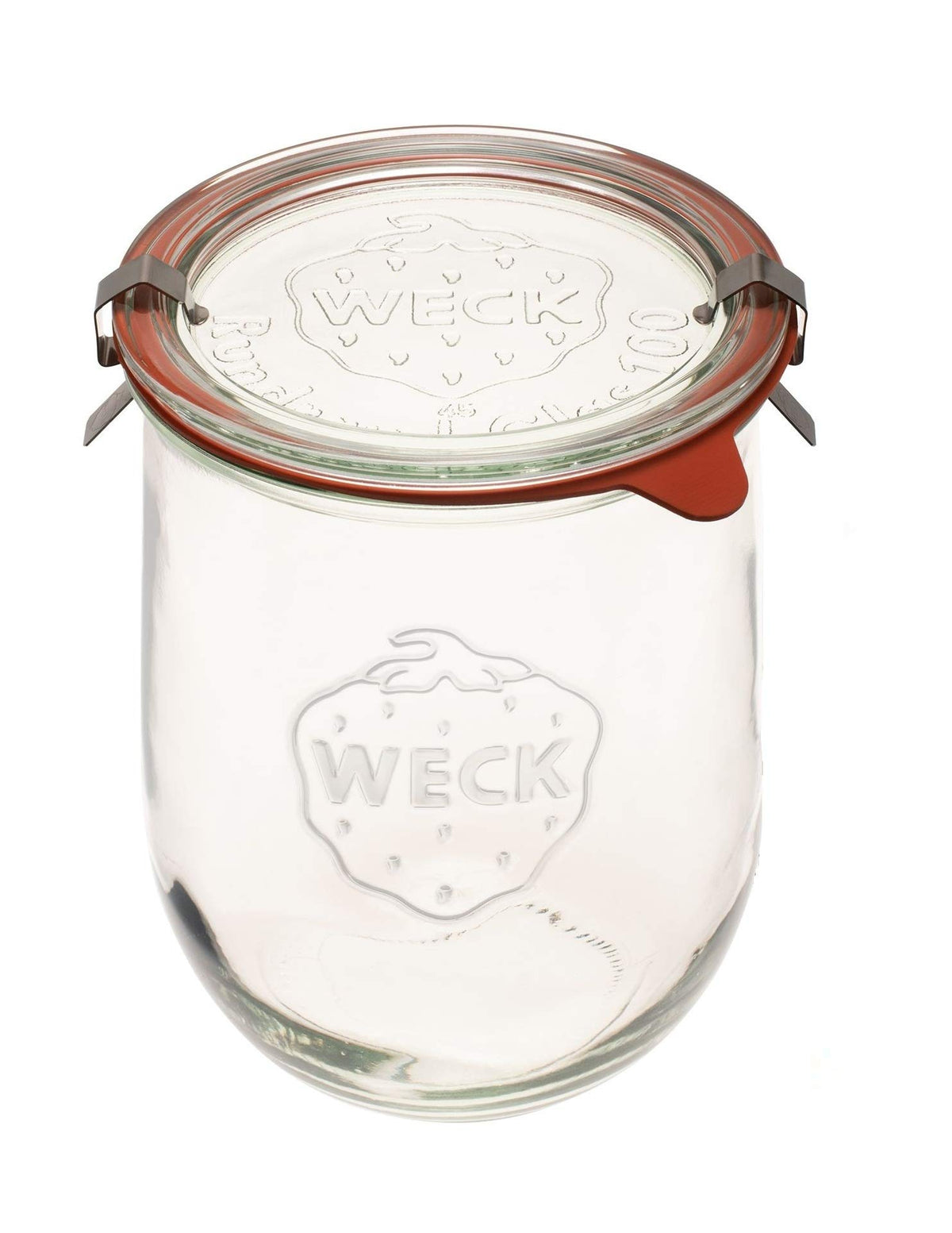 WECK Tulip Jar 745 with glass lid keeps starter fresh and air-tight.
