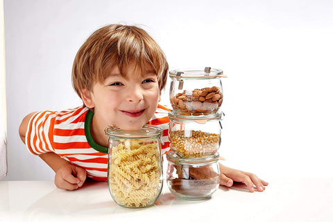 WECK Tulip jar clear glass showing contents at a glance.