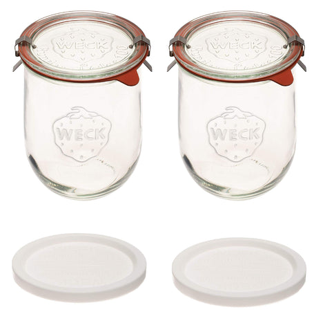 Weck Tulip jar with glass lid and gasket for airtight sourdough storage.