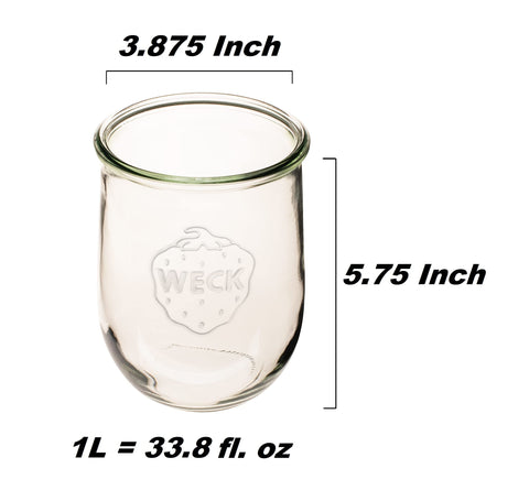 Weck Tulip jar with glass lid and gasket for airtight storage.