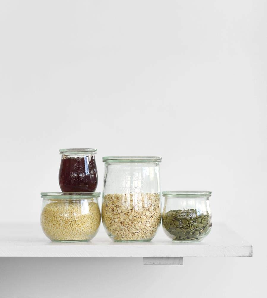 WECK Tulip jar kitchen display on a counter or shelf.