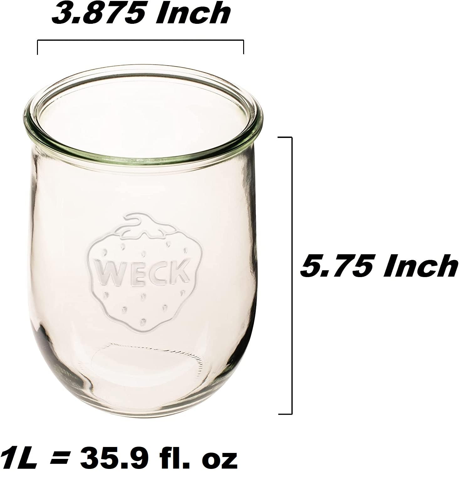 WECK 1 liter tulip jar with wide mouth for easy filling.