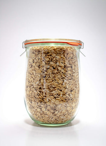 WECK Tulip jar wide-mouth for easy filling and dispensing.