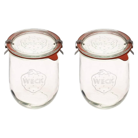 Weck Tulip jar set, 1 liter, wide mouth and glass lids, for easy storage and canning