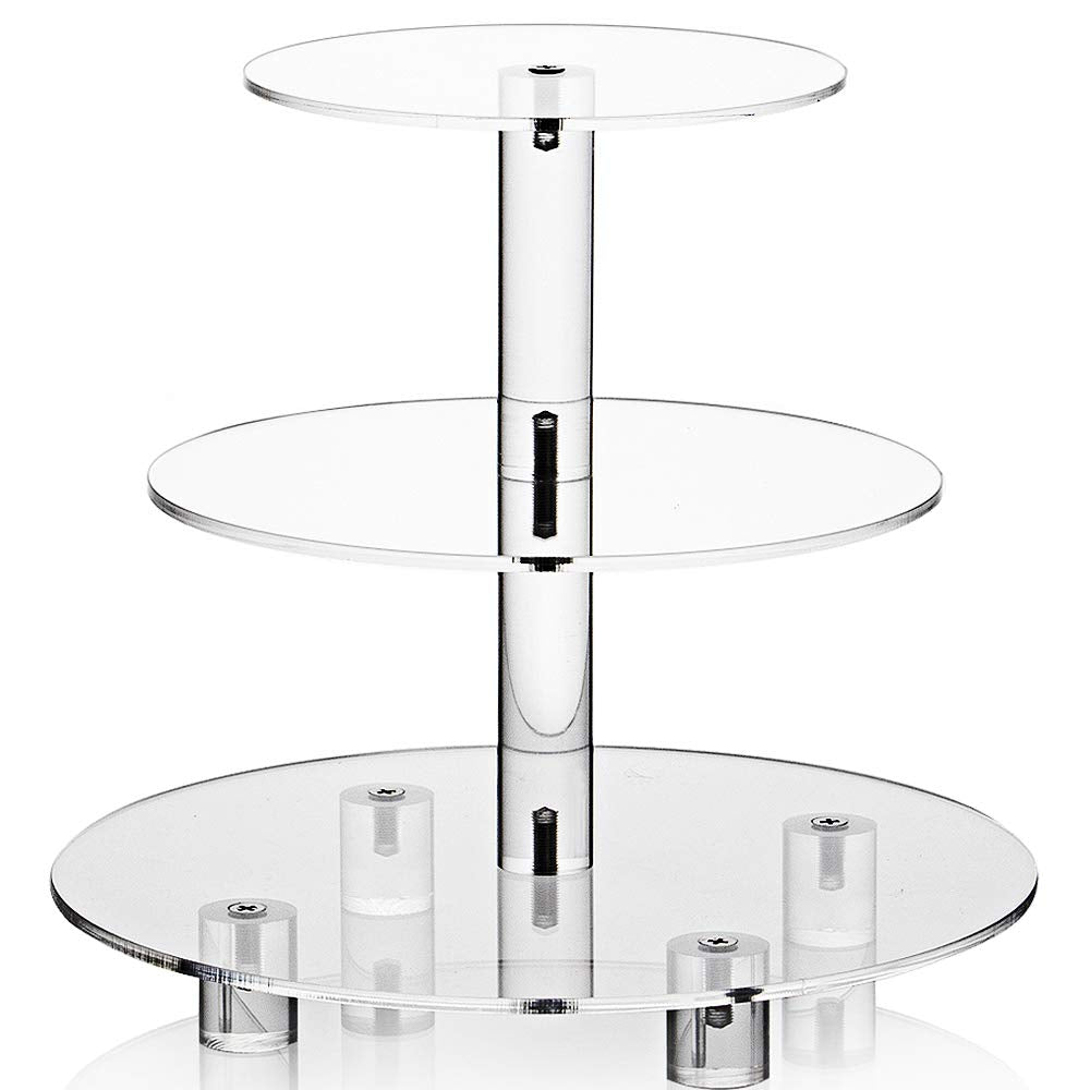 WeddingWish acrylic cupcake stand, 3-tier display for weddings and events.