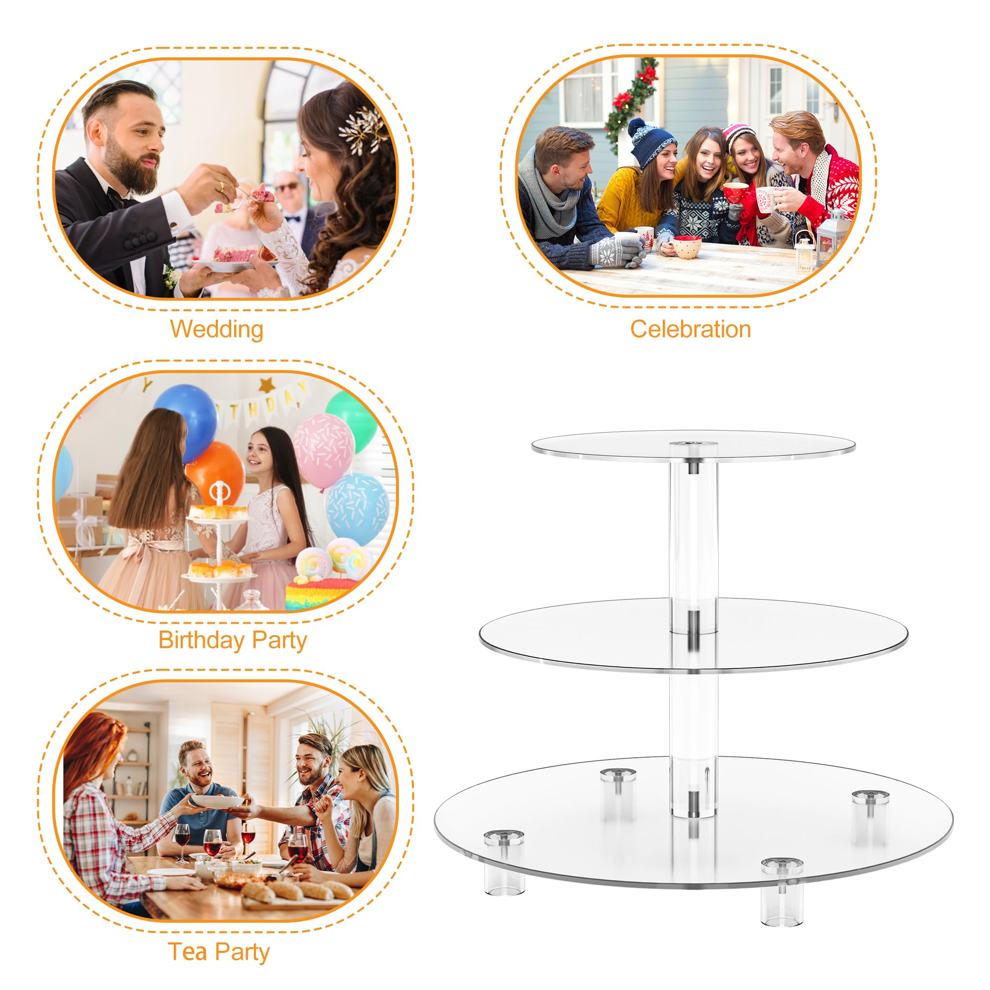 WeddingWish stands securely on a sturdy base for reliable dessert viewing.