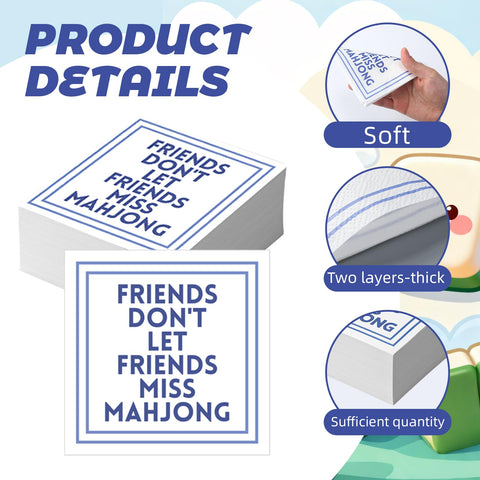 Weekgrat Mahjong napkins, 2-ply absorbent, ideal for spills and hand drying.