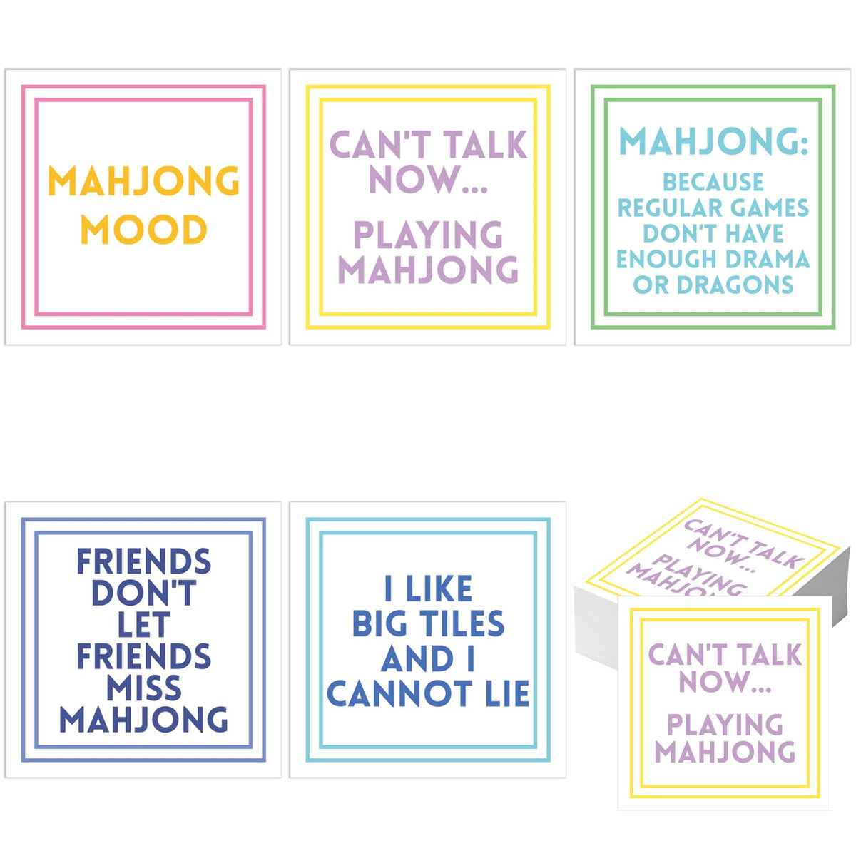 Weekgrat Mahjong napkins with green pattern, great for party decor and quick cleanups.
