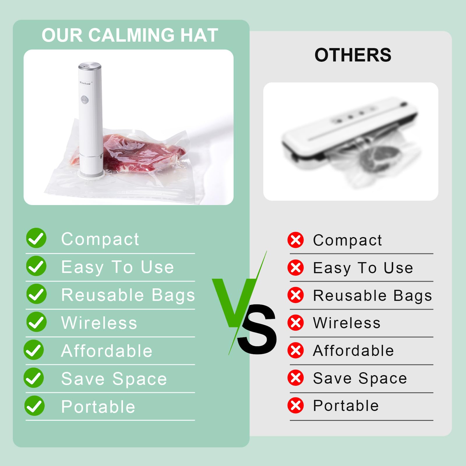 WEEKUU WeeKuu works with most standard vacuum seal bags for versatility