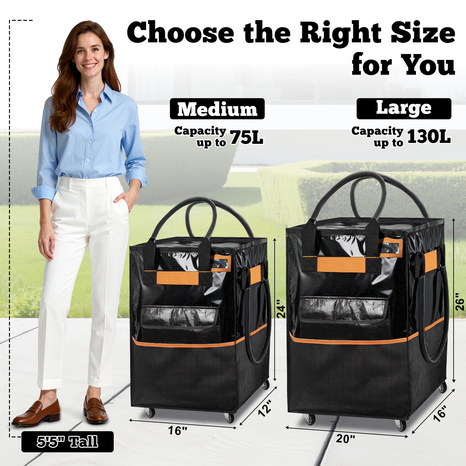 WeenthAvenue roller tote side view showing 360-degree wheels for smooth navigation