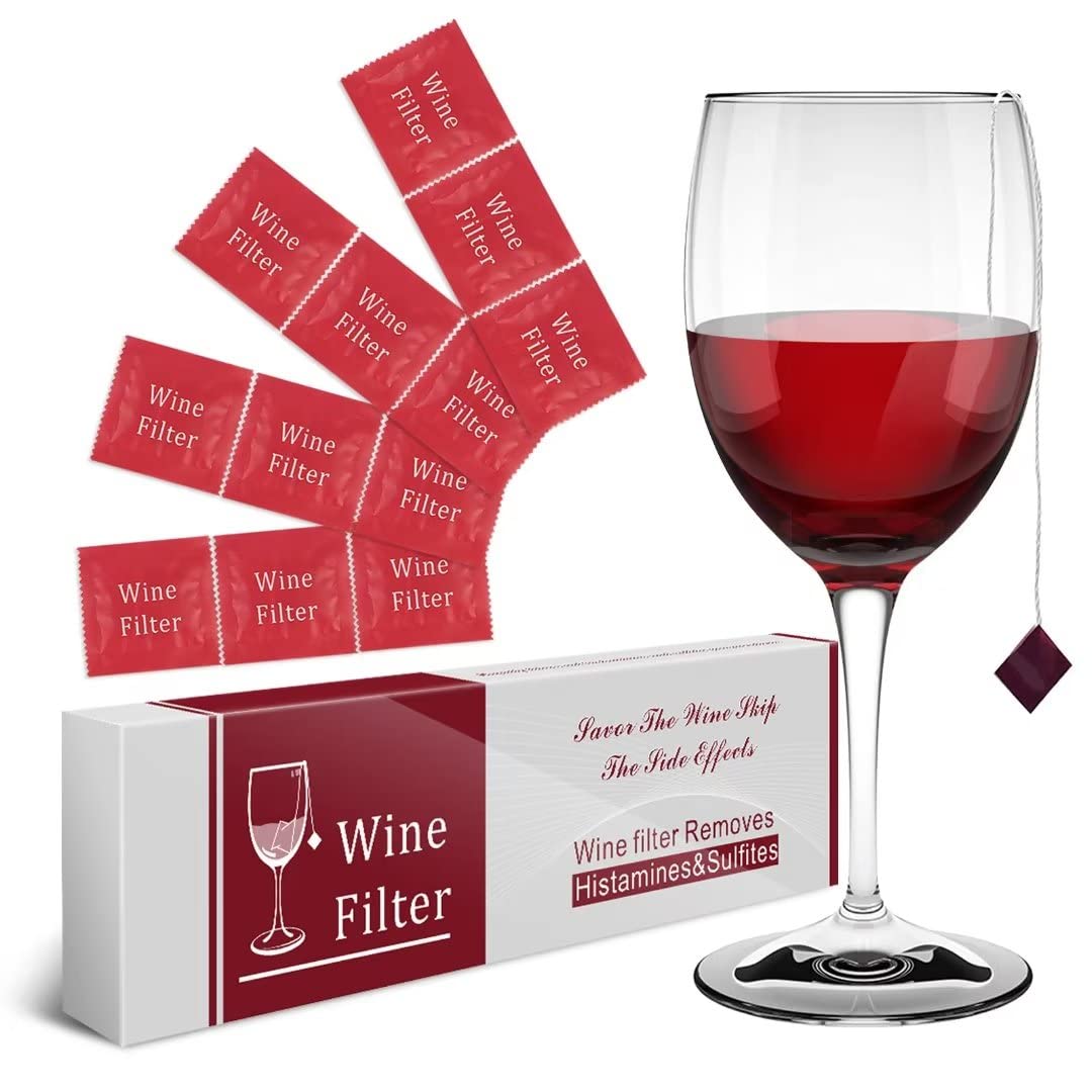 WEESIGEI wine filter teabag in glass purifies sulfites while preserving flavor