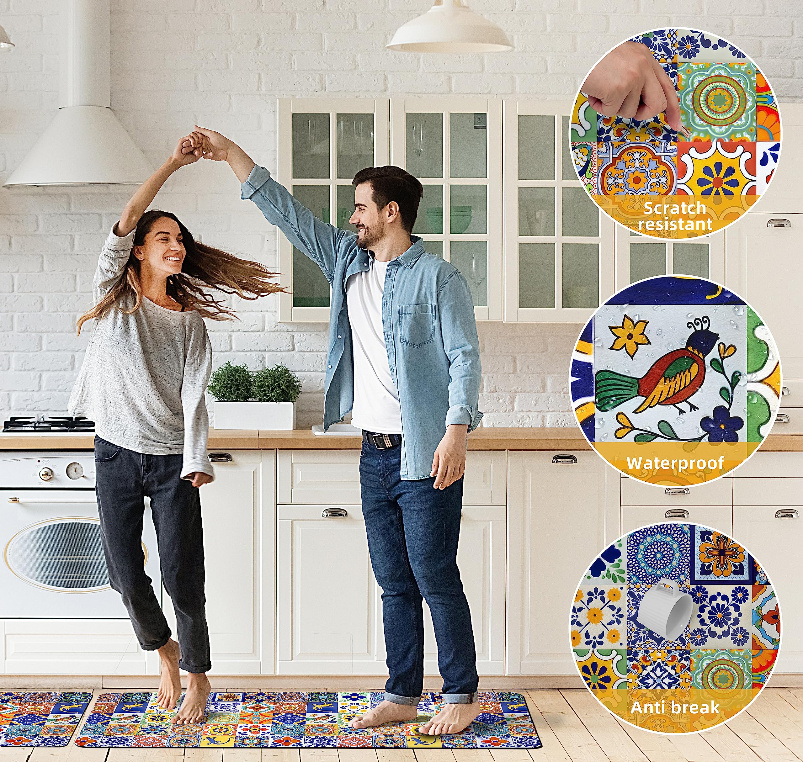 Weesire non-slip backing keeps mats in place on smooth floors