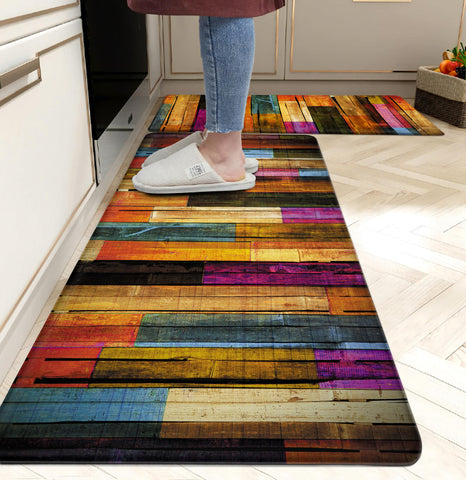 Weesire kitchen mats colorful wooden abstract design for stylish comfort