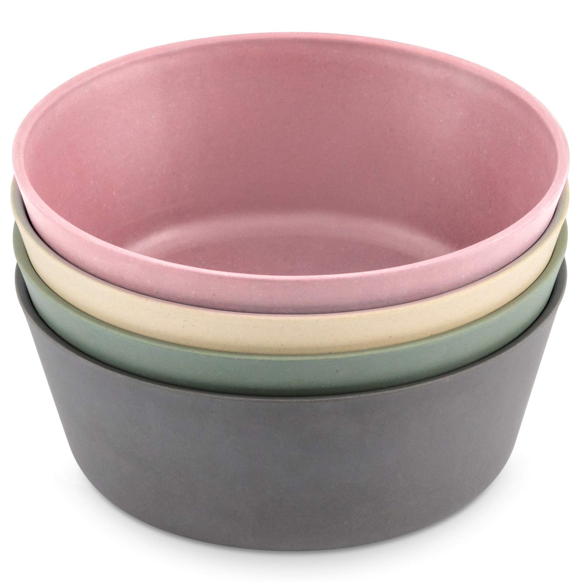 WeeSprout bamboo kids bowls pink front view for durable, kid-friendly mealtime.