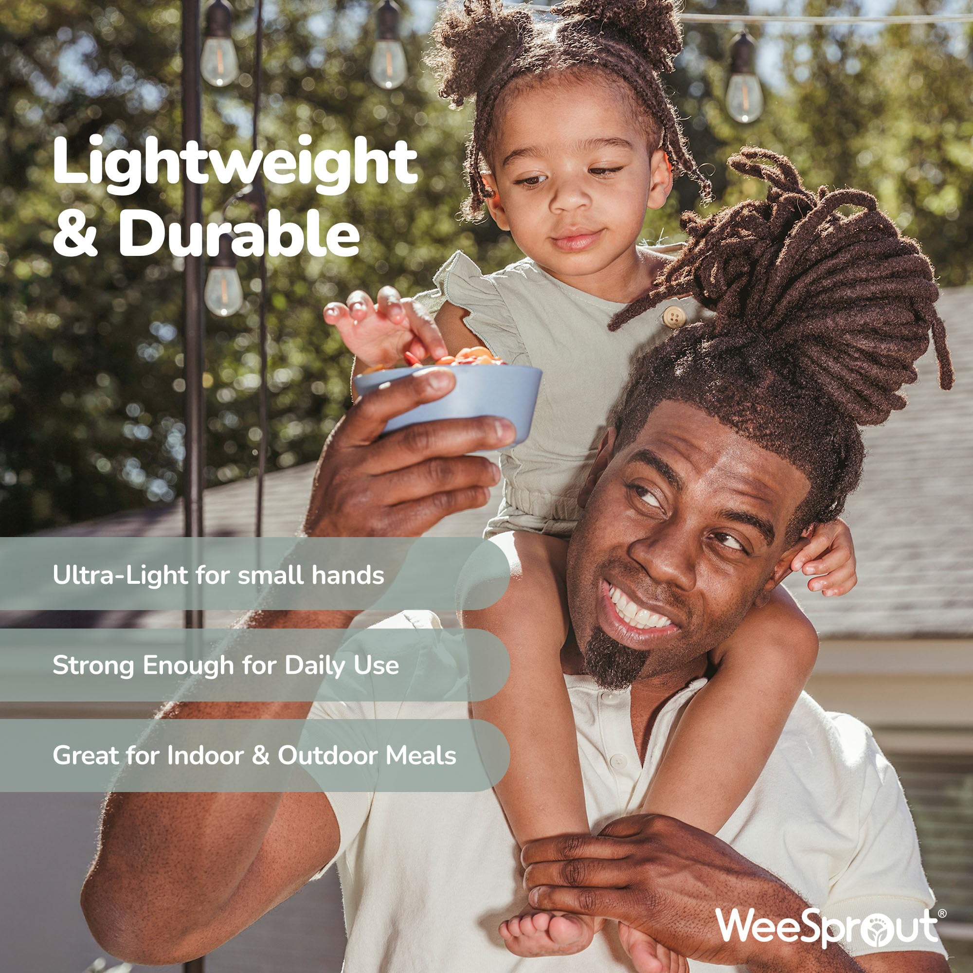 WeeSprout bamboo kids bowls set table with minimalist design.