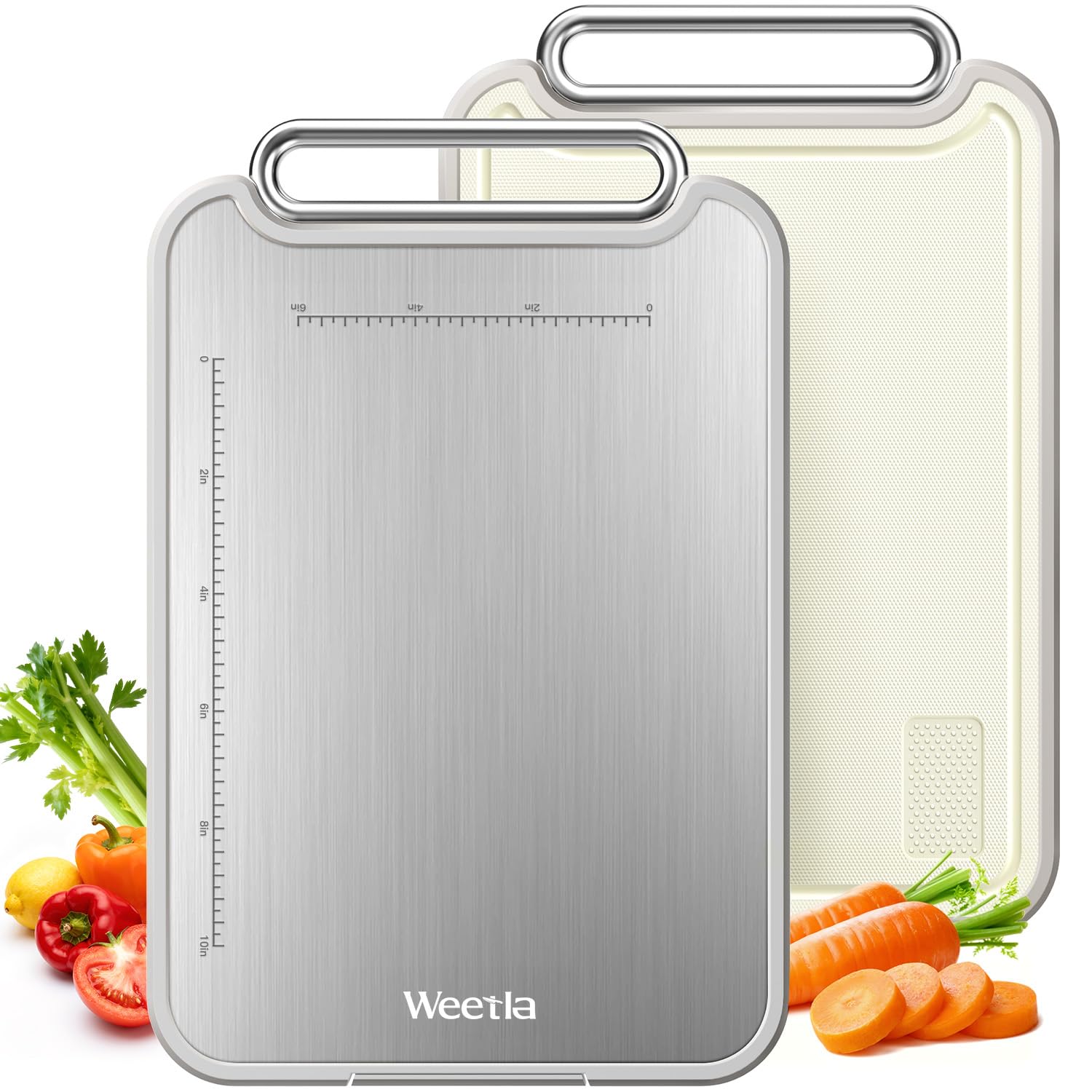 Weetla titanium cutting board, double-sided surface for versatile kitchen prep