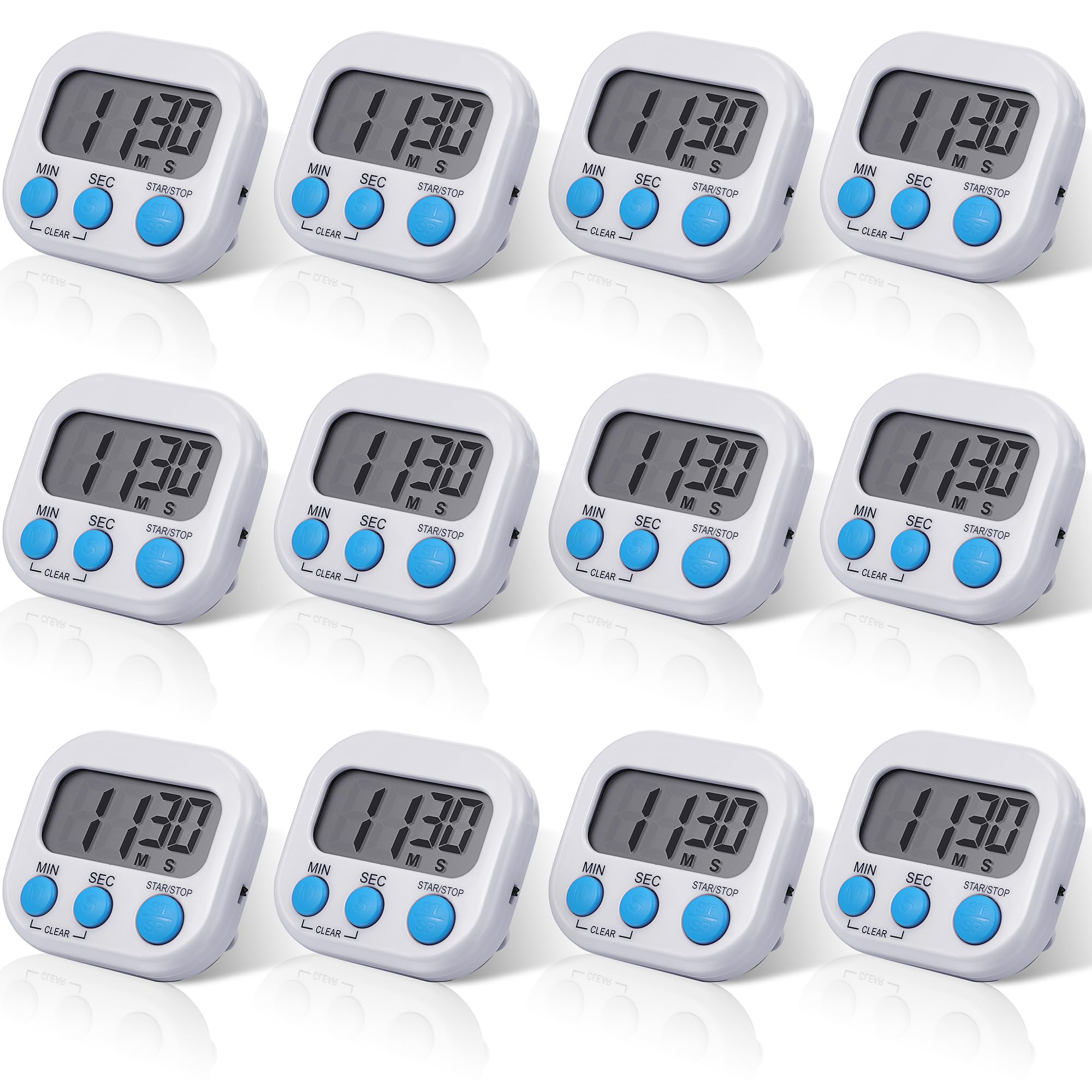 Weewooday digital kitchen timer pack with magnetic back for fridge mounting and time control