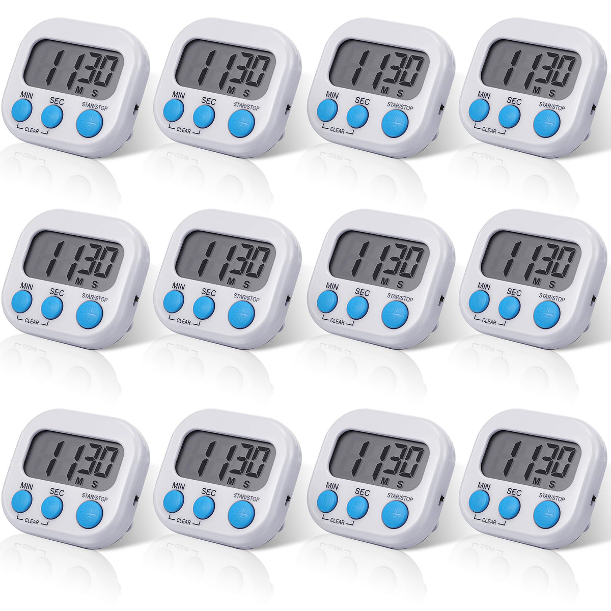 Weewooday digital kitchen timer pack with magnetic back for fridge mounting and time control
