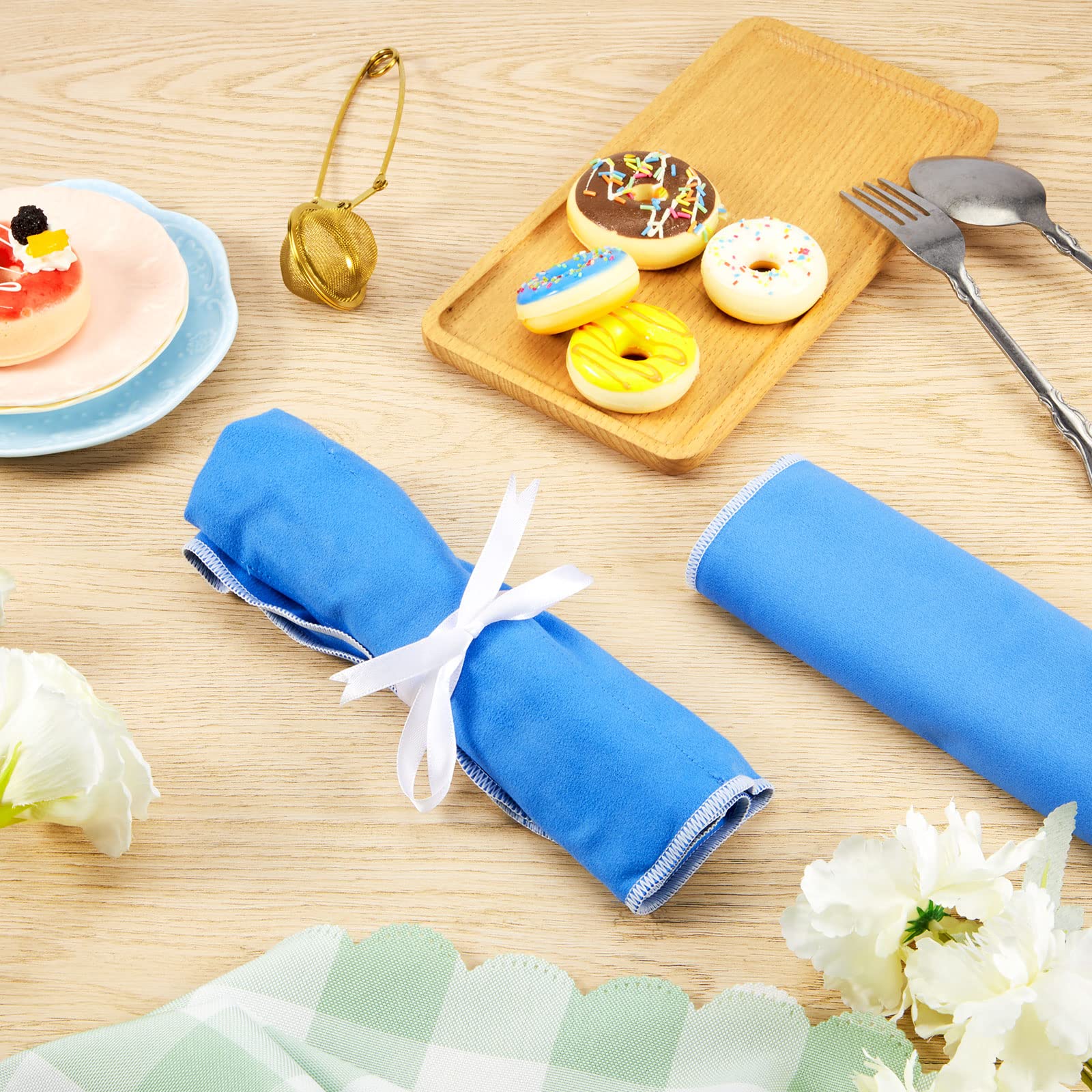 Weewooday blue holder for silverware storage keeps table settings ready.