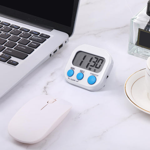 Weewooday timer with retractable stand and hook for table or wall placement