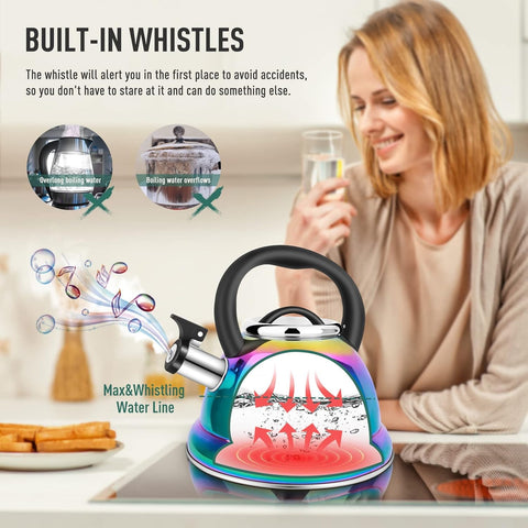Weftnom tea kettle 5-layer bottom heats water faster for busy mornings