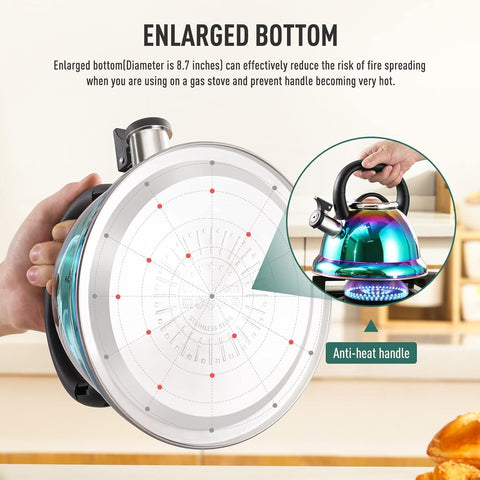 Weftnom induction-compatible kettle works on gas, electric, and induction stoves