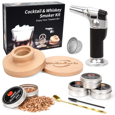 Weibutech cocktail smoker torch for quick, even smoke in drinks
