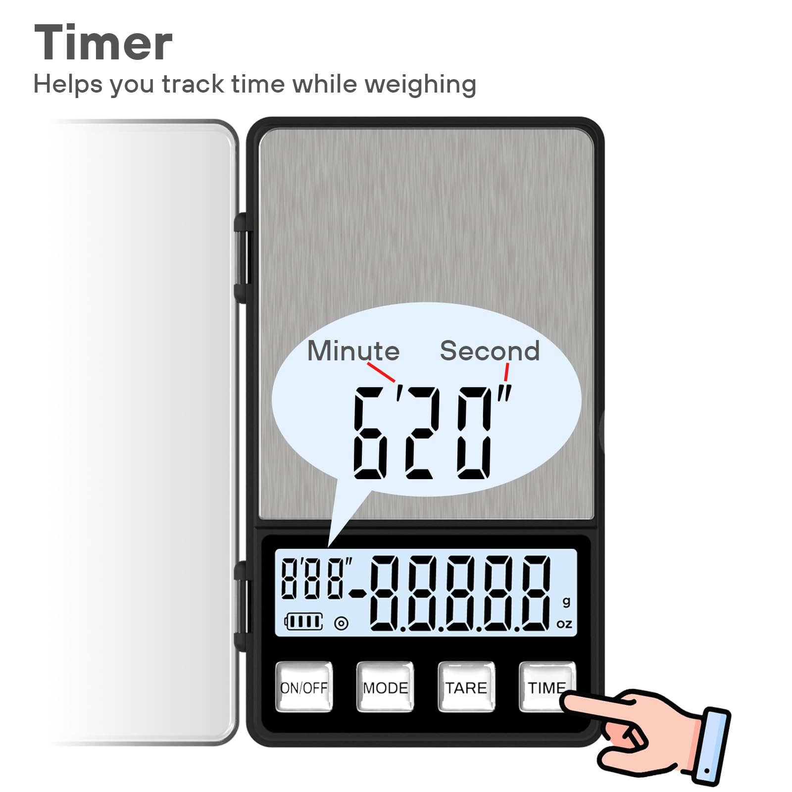 WEIGHTMAN scale with flip cover tray for spill-free weighing.