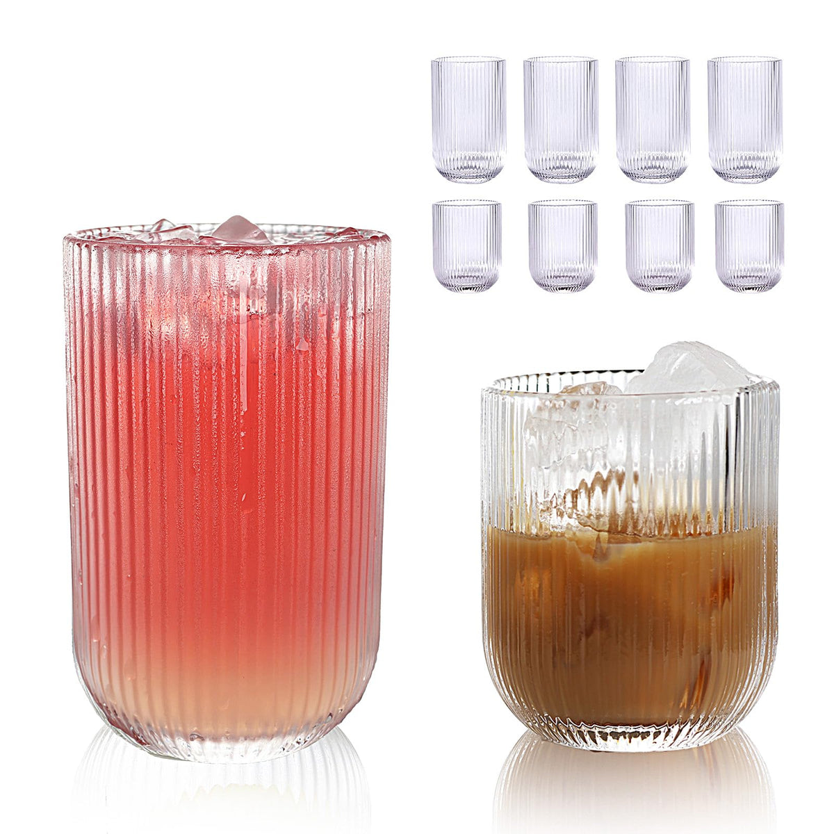 WeirdUncle origami-fluted highball 14oz with easy grip for everyday cocktails.