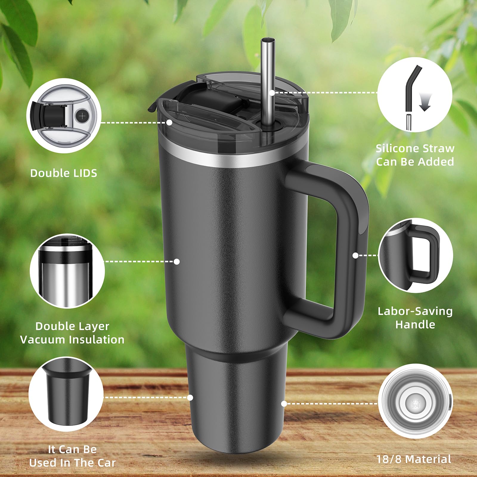 Weisidi leak-proof lid with straw option prevents spills during commutes.