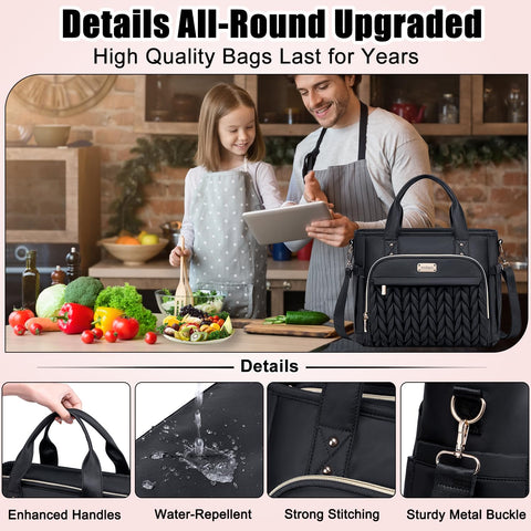 Weitars insulated lunch bag front pocket keeps keys and tissues neatly organized.