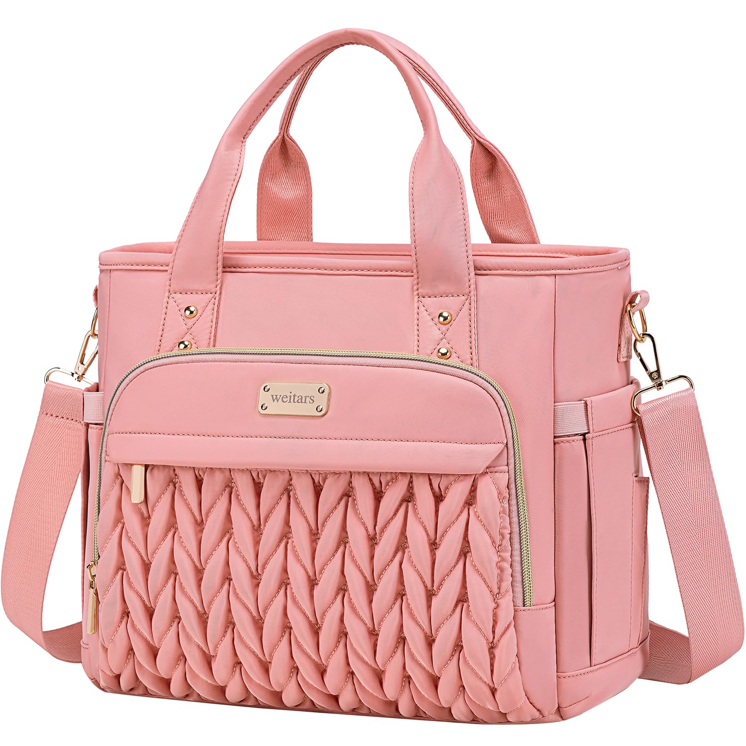 Weitars insulated lunch bag for women in pink-02 with roomy main compartment.