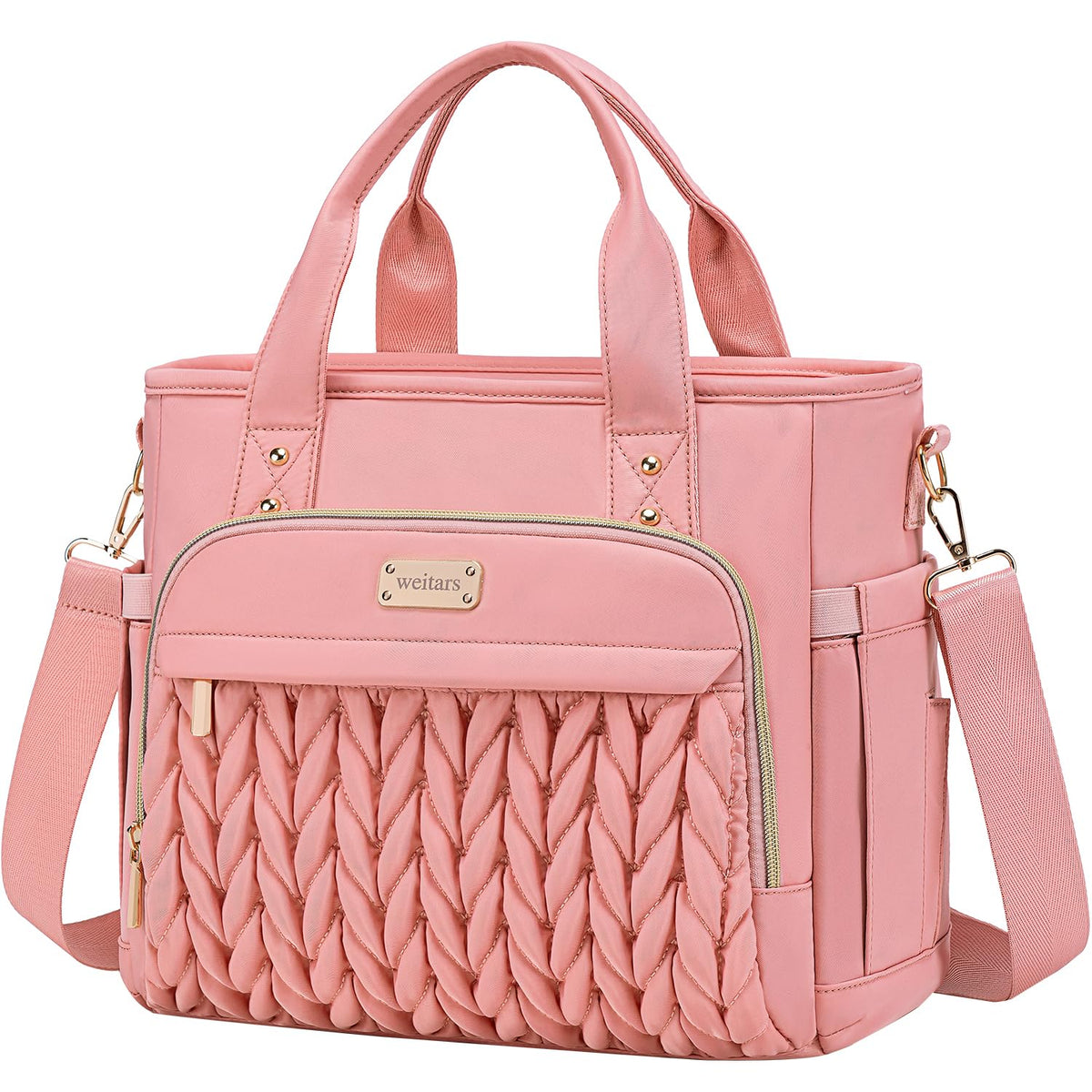Weitars insulated lunch bag for women in pink-02 with roomy main compartment.