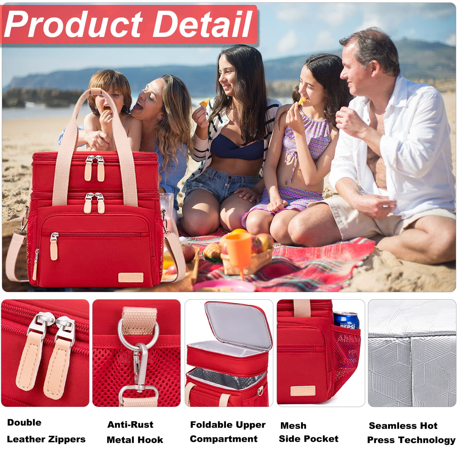 Weitars lunch bag back pocket for small items storage