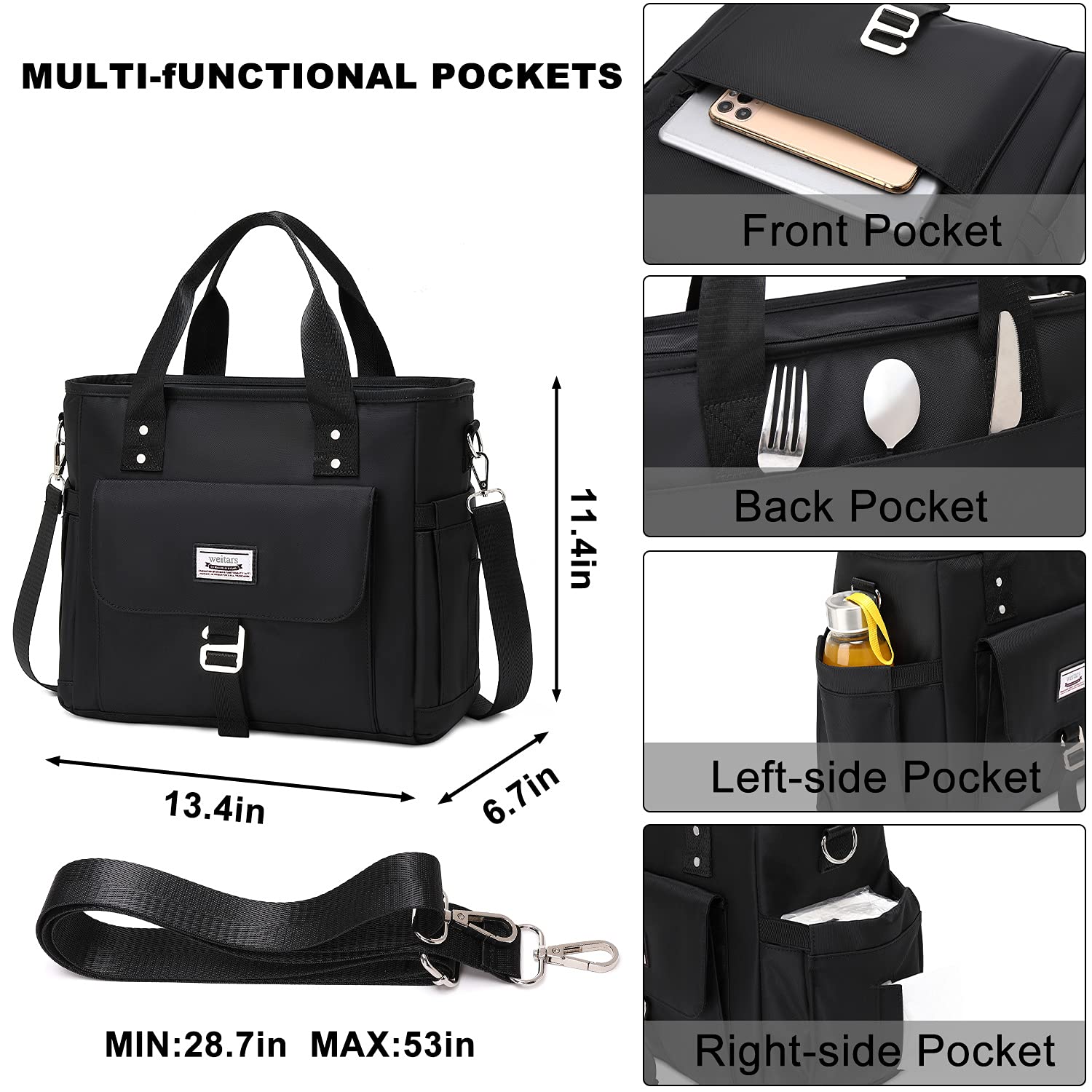 Weitars front pocket provides quick access to essentials like keys and phone.