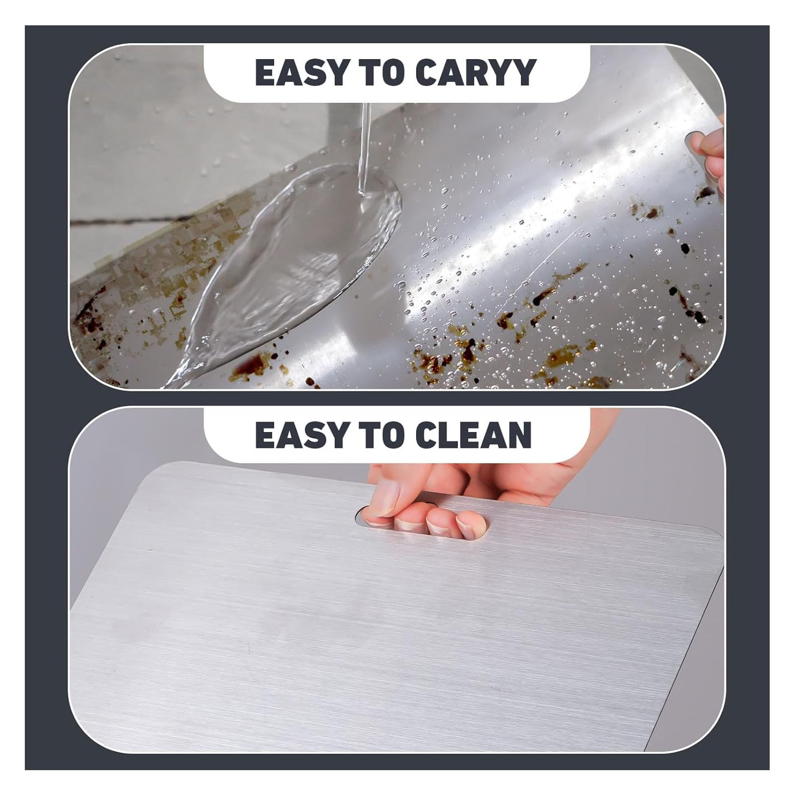 Wekayli stainless board is dishwasher-safe for easy cleanup.
